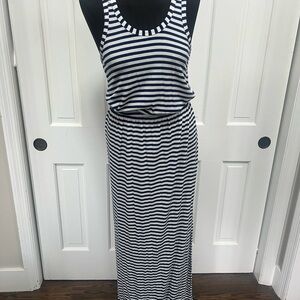 J. Crew Navy and White Striped Maxi Dress